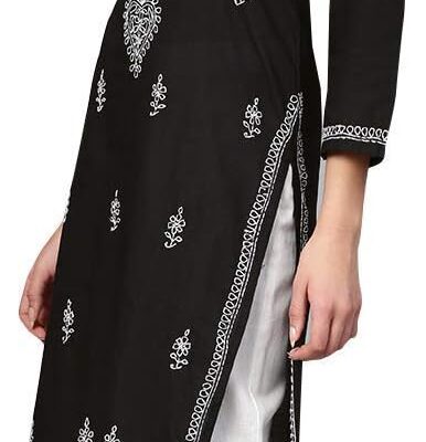 Ada Indian Hand Embroidered Chikankari Women's Straight Cotton Kurta Kurti Tunic A197536
