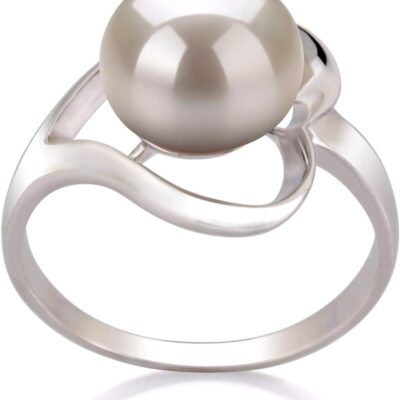 Sadie White 9-10mm AA Quality Freshwater 925 Sterling Silver Cultured Pearl Ring For Women