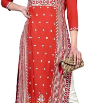 Bani Women Printed Kurti 3/4 Sleeves Rayon Kurta for Women Girls Round Neck Kurta Indian Ethnic Style Party Wear