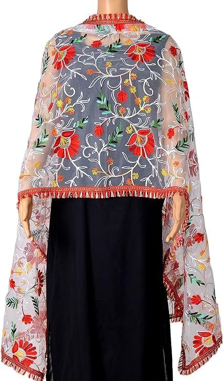 Chandrakala Net Dupatta for Women, Shawl Scarf Wrap Chunni, (D185) - Image 3