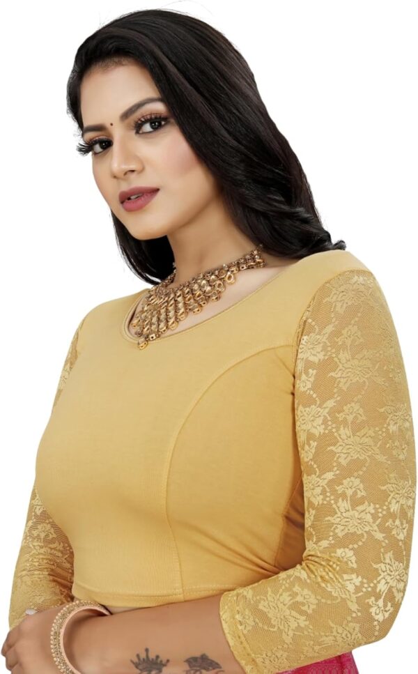 KNETLI Cotton Polyester Blouse for Women's -Stretchable,Round Neck - Image 3