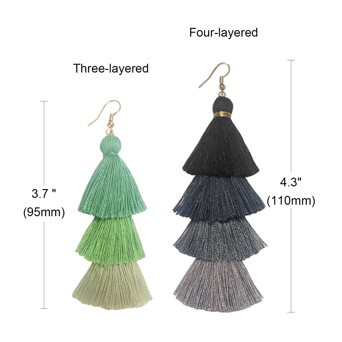 Handmade Bohemian Rainbow Layered Tassel Earrings for Women and Girls (Orange Ombre) - Image 3