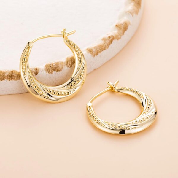 14K Gold Hoop Earrings for Women Small Gold Hoop Earrings 14K Gold Earrings Rotating Small Ball Design Comfortable Gold Earrings for Women Hoop Earrings Womens Jewelry (22mm, 25mm) - Image 6