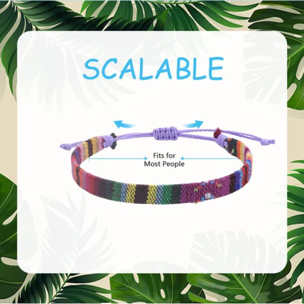 4pc Surfer Anklets for Men Waterproof String Rope Anklets Boho Clay Adjustable Beads Ankle Bracelets Cute Cloth Stainless Steel Anklet Set Beach Summer Jewelry for Women (4pcs boho anklets purple) - Image 3