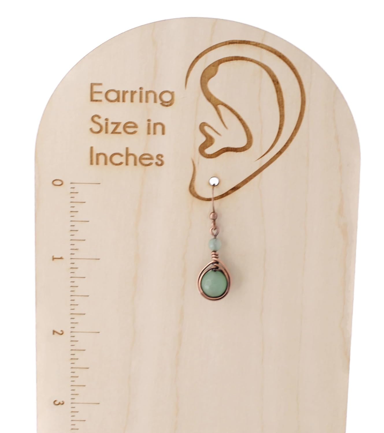Handcrafted Solid Copper Earrings with Green Aventurine Gemstone (Antiqued Copper, 1" drop) - Image 3