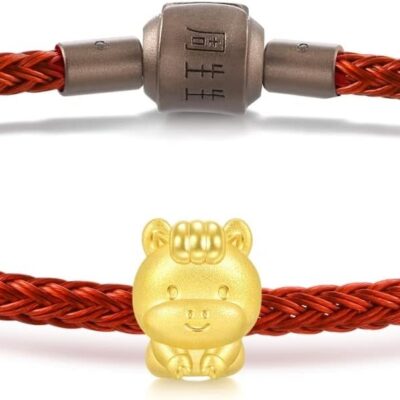 CHOW SANG SANG 999 24K Solid Gold Mini Charm Chinese Zodiac Lovely Cute Animal Mini Charm Bracelet for Women