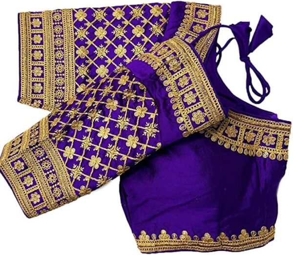Women's Party Wear Bollywood Phantom Silk Readymade Style Saree Blouse Elbow Sleeves Bust Padded