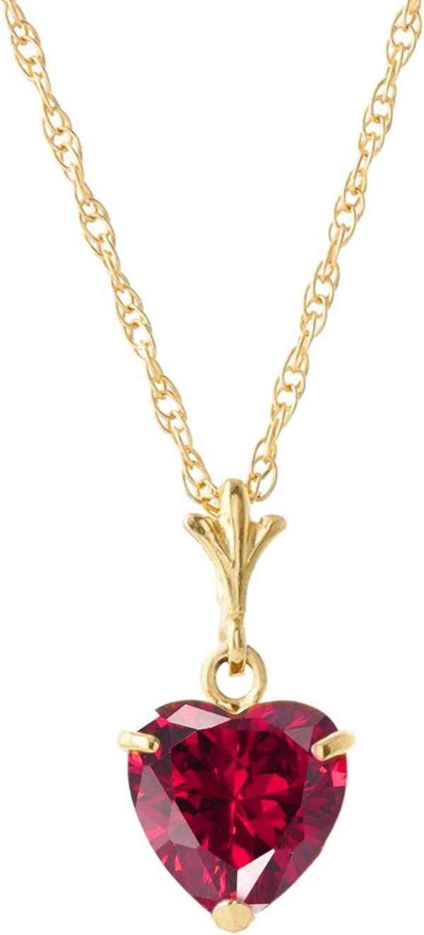 Galaxy Gold GG 14 inch to 18 inch 14k Solid White Gold Necklace Heart-Shaped Ruby Handcrafted Fine Jewelry Solid Gold Genuine Gemstone. Anniversary Birthday Mother's Day Valentines Graduation, Christmas Spring Summer New Year Women Gift Made in USA Fine Jewelry Available in Yellow, Rose and White gold