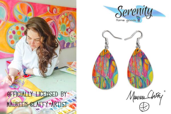 Maureen Claffy Artist Collection | Cut To The Light Teardrop Dangle Earrings Set | Colorful Abstract Earrings | Lightweight Boho Dangle Earrings for Women - Image 2