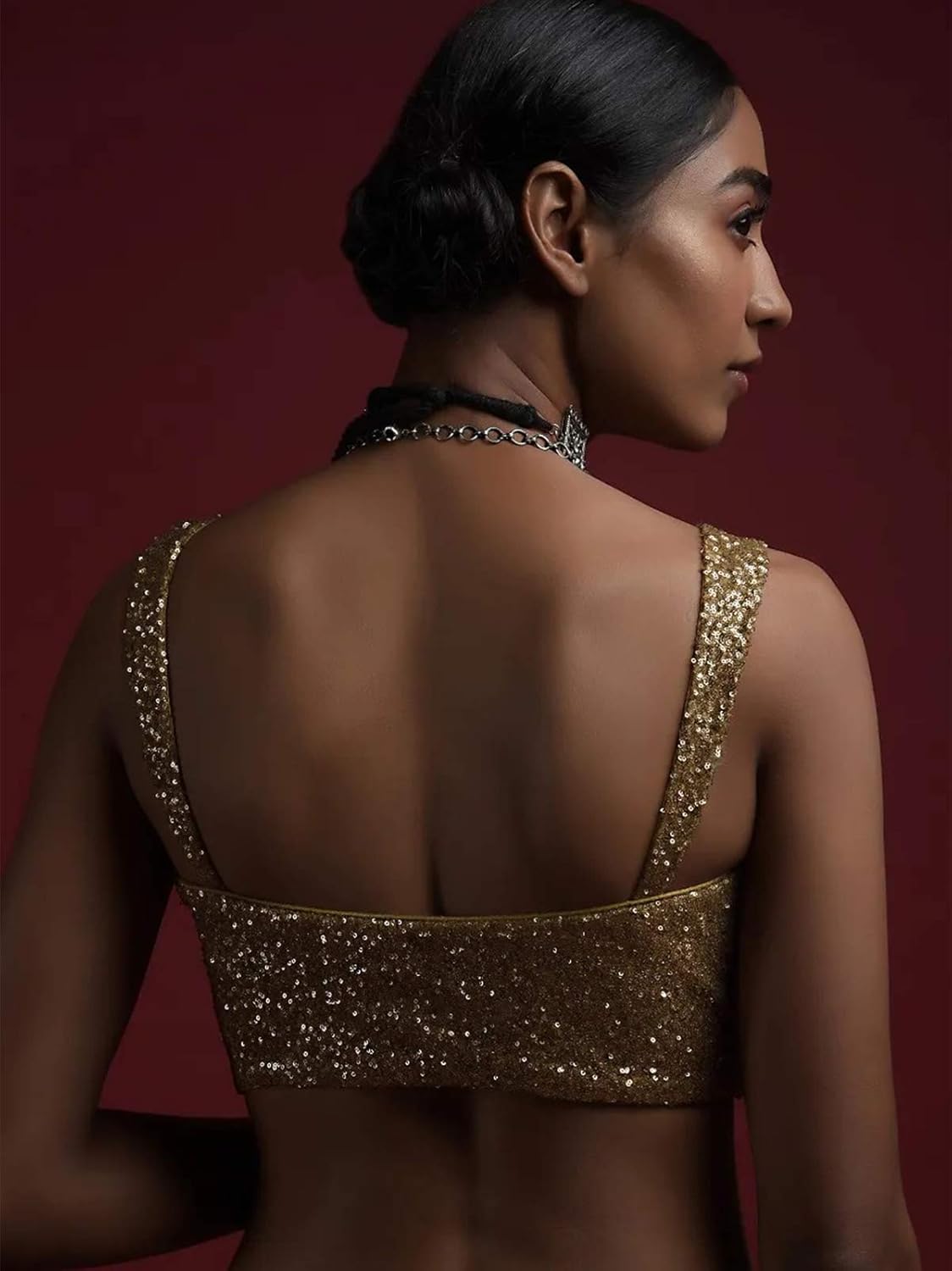 Women's Readymade Blouse For Sarees Indian Designer Cotton Silk Bollywood Padded Stitched Crop Top Choli - Image 5