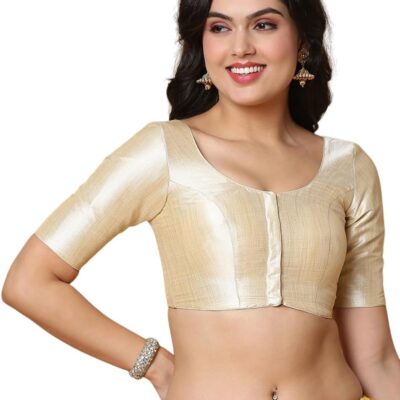 Women Art Silk Saree Readymade Indian Bollywood Party Style Saree Blouse for Women Tunic Crop Top for Saree