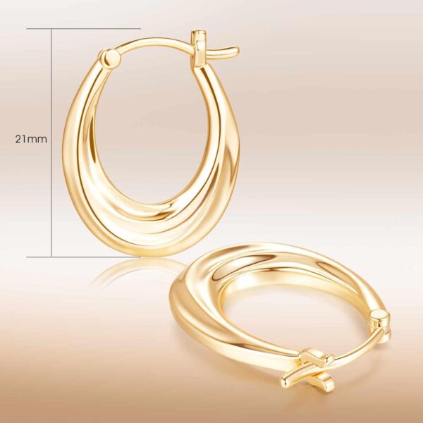 AMELINE 14K Gold Hoop Earrings for Women, Small Gold Hoop Earrings Well-polished Gold Chunky Hoop Earrings Dainty Hypoallergenic Earrings - Image 6