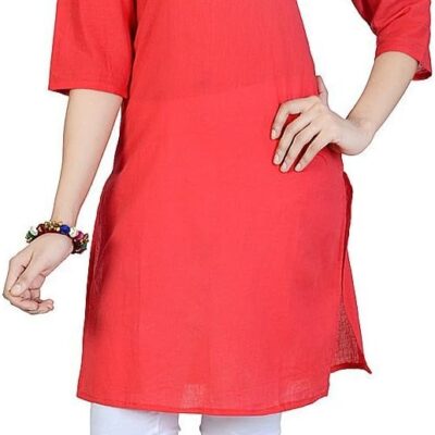 Chichi Indian Women's Plain Cotton Kurti Top