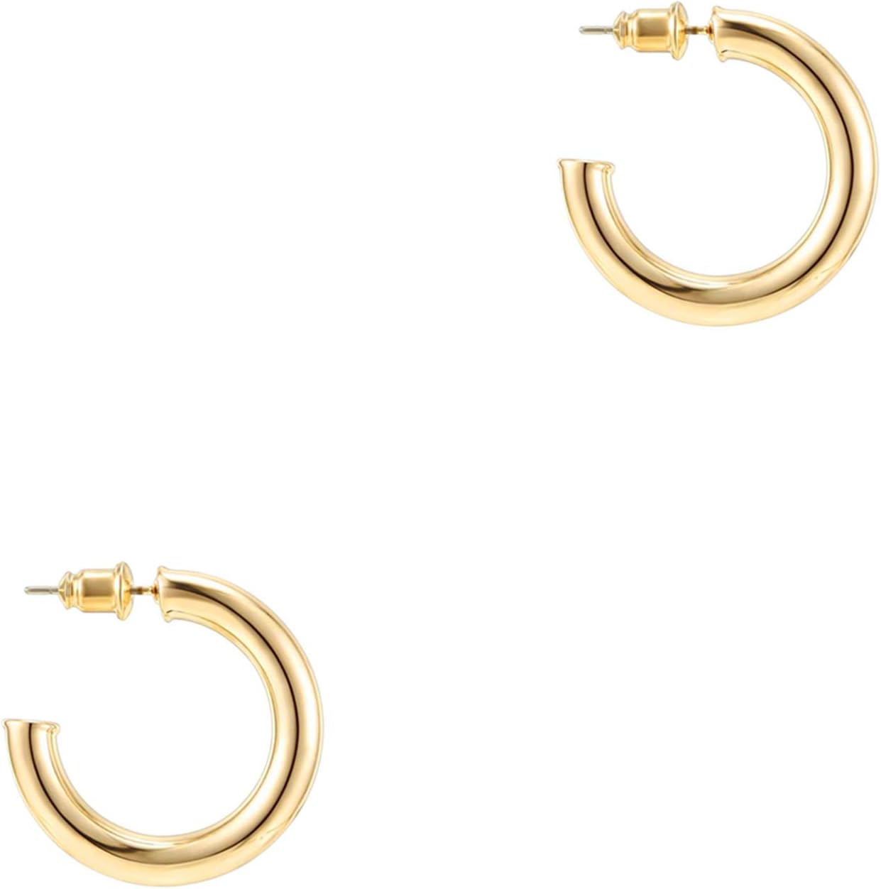 PAVOI 14K Gold Plated Hoop Earrings For Women | 3.5mm Thick Infinity Gold Hoops Women Earrings | Gold Plated Loop Earrings For Women | Lightweight Hoop Earrings Set