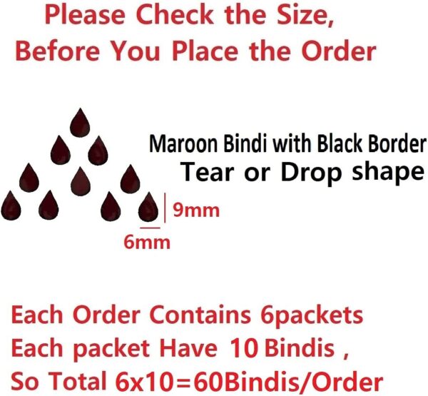 Vama Fashions Tear Drop Small Velvet Tilak Bindi For Women Maroon Bindis for Ladies - Image 7