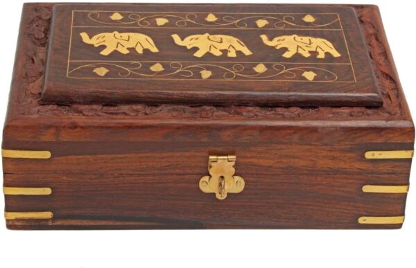 Unique Hand Carved Elephant Rosewood Jewelry Box From India by StarZebra - Image 4