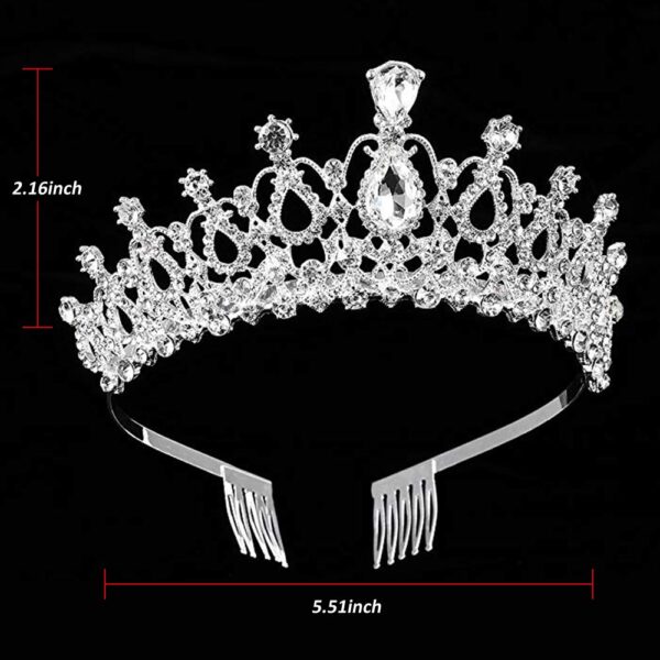 ZOCONE Rhinestone Bridal Tiara 2 pack Crystal Wedding Crown for Bridal and Flower Girls Headpiece with Comb (Crystal) - Image 7