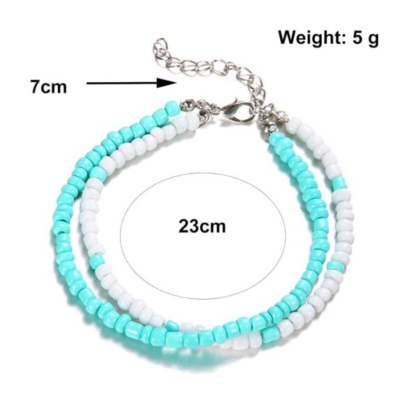 YienDoo Boho Turquoise Anklet Turquoise Ankle Beaded Bracelet Blue White Handmade Beaded Anklet Summer Beach Anklet Fashion Feet Chain Jewelry Gift for Women and Girls - Image 3