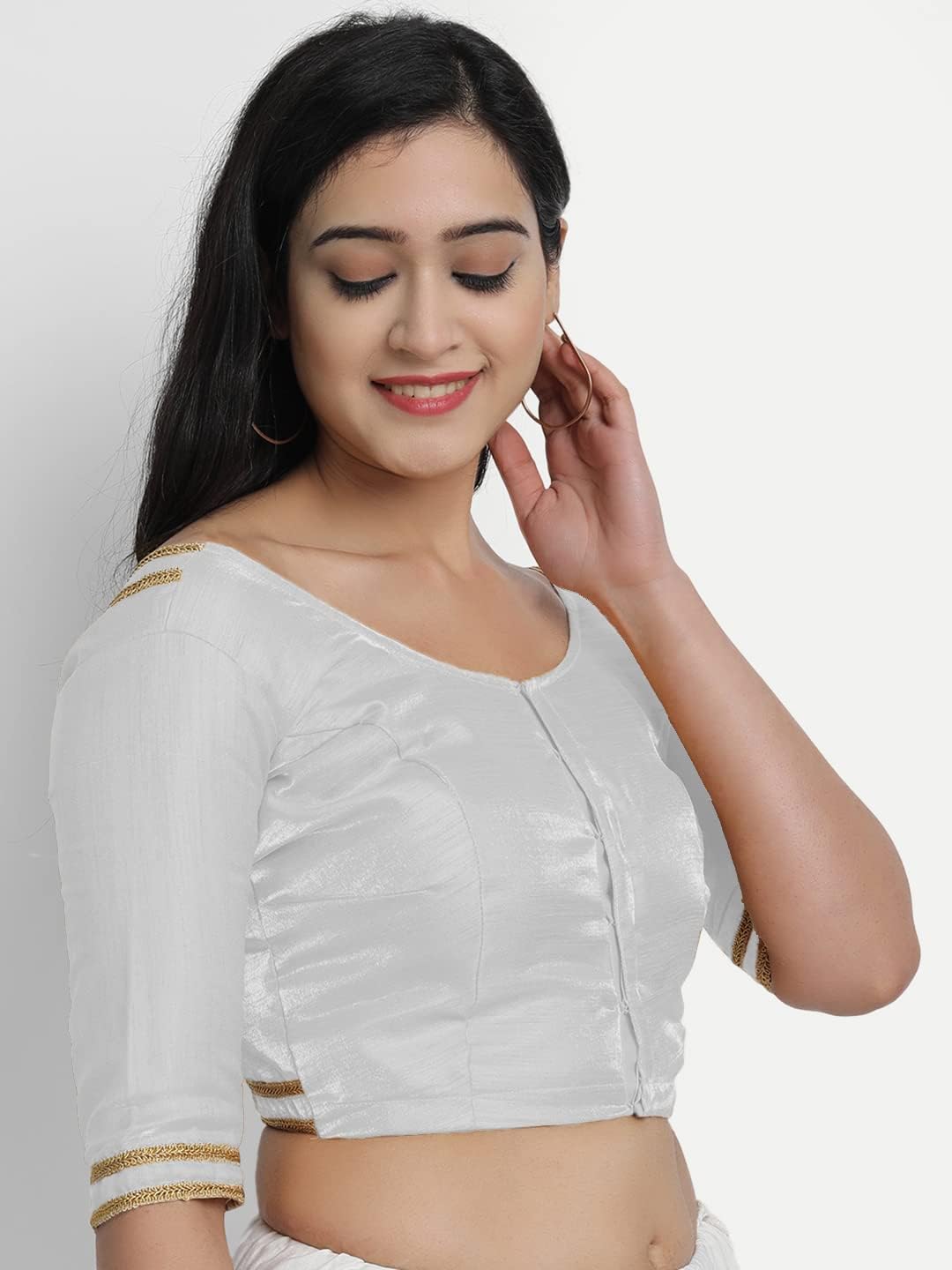 Indian Designer Women'S Readymade Silk And Satin Indian Ethnic Saree Blouse Crop Top Choli For Party Wear - Image 7