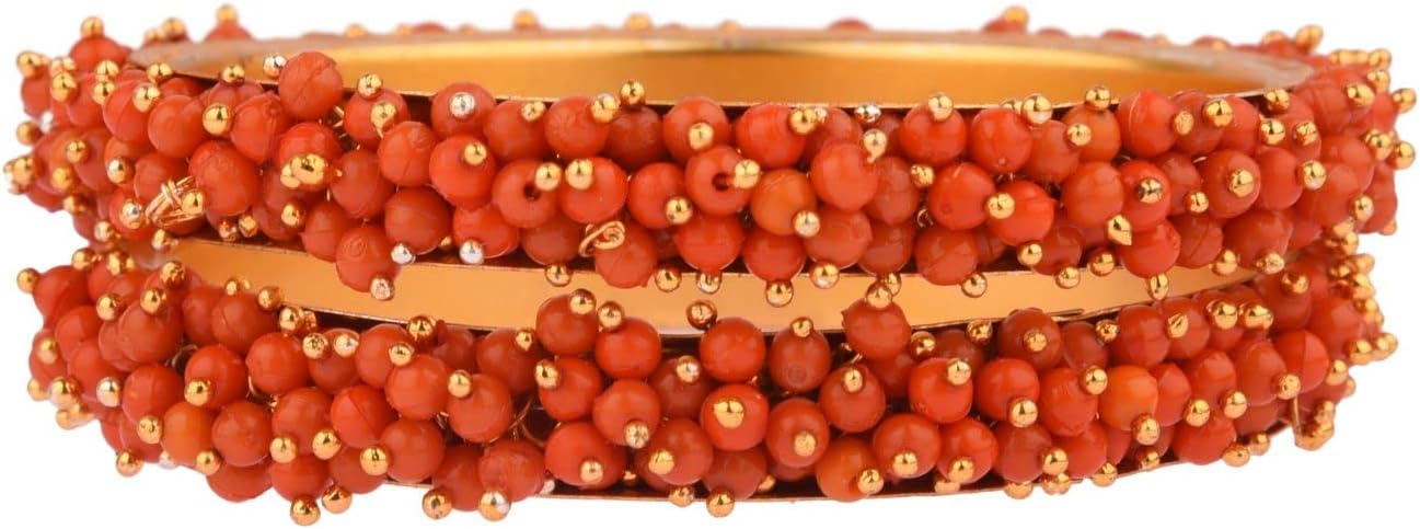 Efulgenz Indian Bangles for Women Fashion Jewelry Indian Bollywood Faux Pearl Beaded Wedding Bridal Bracelet Bangle for Women - Image 6