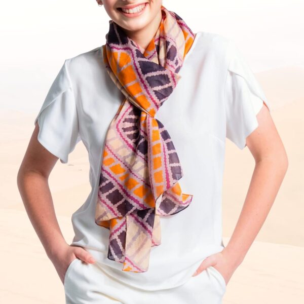 Mainie Desert Country Long Rectangle Chiffon Scarf, Australian Aboriginal Art Print, Chiffon Silk Neck Scarves for Women Fashion, Rectangle Long Lightweight, Designer Scarves for Women Gifts - Image 2