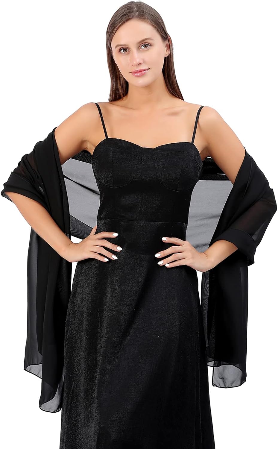 Ladiery Women Chiffon Shawls and Wraps for Evening Dresses, Elegant Soft Sheer Chiffon Stole Bride Wedding Scarf - Image 7