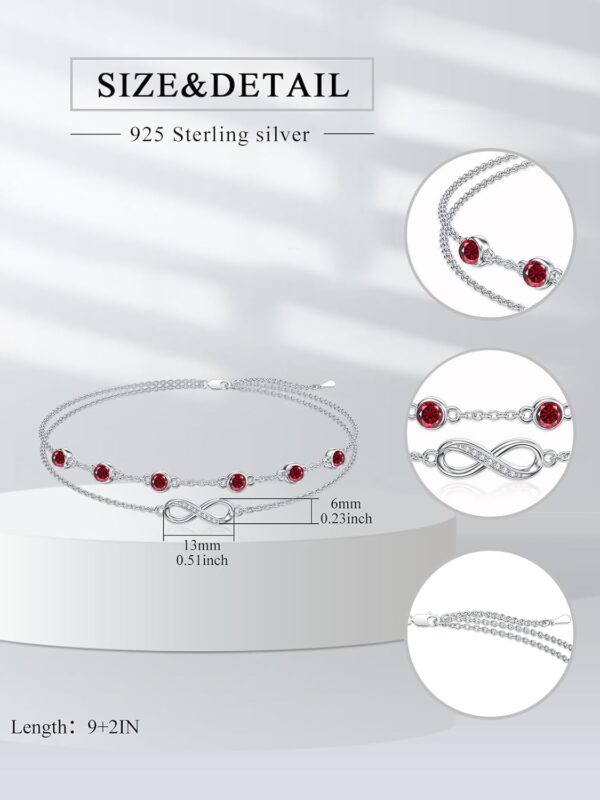 Dorunmo Christmas Gifts Anklet Bracelets For Women 925 Sterling Silver Birthstone/Infinity/Butterfly/Evil Eye/Turtle/Pineapple/Starfish/Heart Anklets Bracelets Jewelry Gifts for Women - Image 4