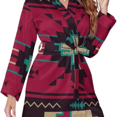 Women Short Kimono Wedding Sleepwear Robe, Party Dressing Gown Bathrobe S-XL