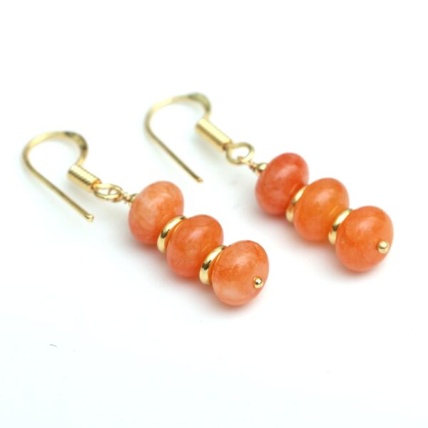 Gempires Gift Carnelian Rondelle Beads Earrings, Dangling Earrings, Orange Crystal Earring for s, 14k Gold Plated Hook Earrings, Handmade Jewelry, Jewelry for Women (Quartz) - Image 7