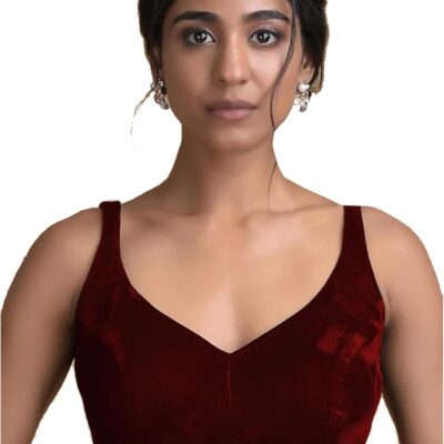 Women's Readymade Velvet Blouse For Sarees Indian Bollywood Designer Padded Stitched Crop Top Choli
