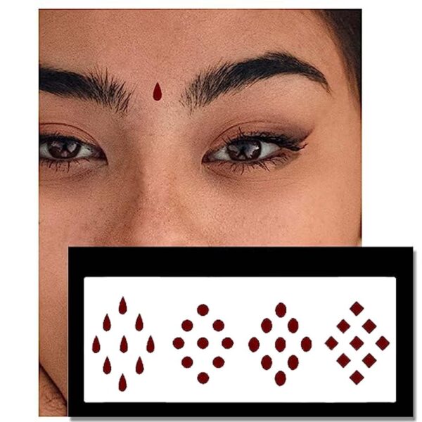 Duggu Bindi 200 Count Maroon & MultiSize Indian Daily Use Forehead Bindi Round Dot Tattoo Body Art Sticker craft decor belly velvet body jewelry face jewels (Maroon) (Round) - Image 3