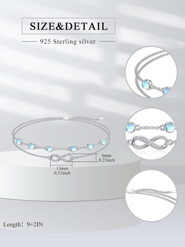 Dorunmo Christmas Gifts Anklet Bracelets For Women 925 Sterling Silver Birthstone/Infinity/Butterfly/Evil Eye/Turtle/Pineapple/Starfish/Heart Anklets Bracelets Jewelry Gifts for Women - Image 5