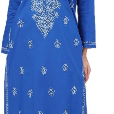 Ada Indian Hand Embroidered Chikankari Women's Straight Cotton Kurta Kurti Tunic A197536