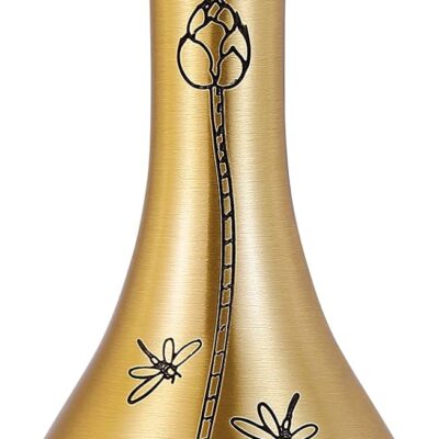 Gold Brass Vase, Special Pattern Engraved, Metallic Decorative Centrepiece,Brass Vases Centerpieces Decor,Flower Home Decor, Modern Wedding & Events, Table Decor, Bookshelf, 7.88inch Tall