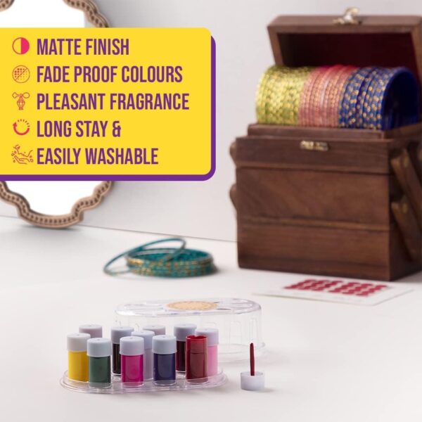 Liquid Kumkum Sindoor for Women & Girls | 11 Colors | 1.5gm each | 100% Skin Friendly | Matte Finish | Suitable for all skin tones | Opaque Coverage | Quick Dry Formula |100% Vegan | Temporary Tattoo - Image 5