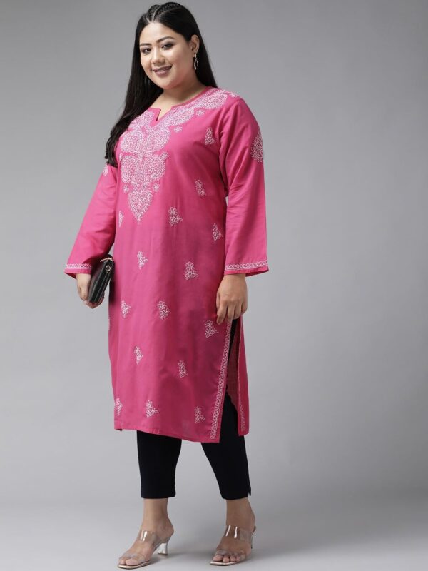 Ada Indian Hand Embroidered Chikankari Women's Straight Cotton Kurta Kurti Tunic A197536 - Image 6