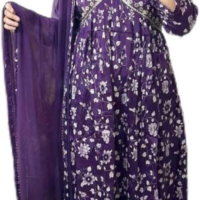 Women's Rayon Flower Printed Alia Cut Kurti Pant and Dupaata Set for Women
