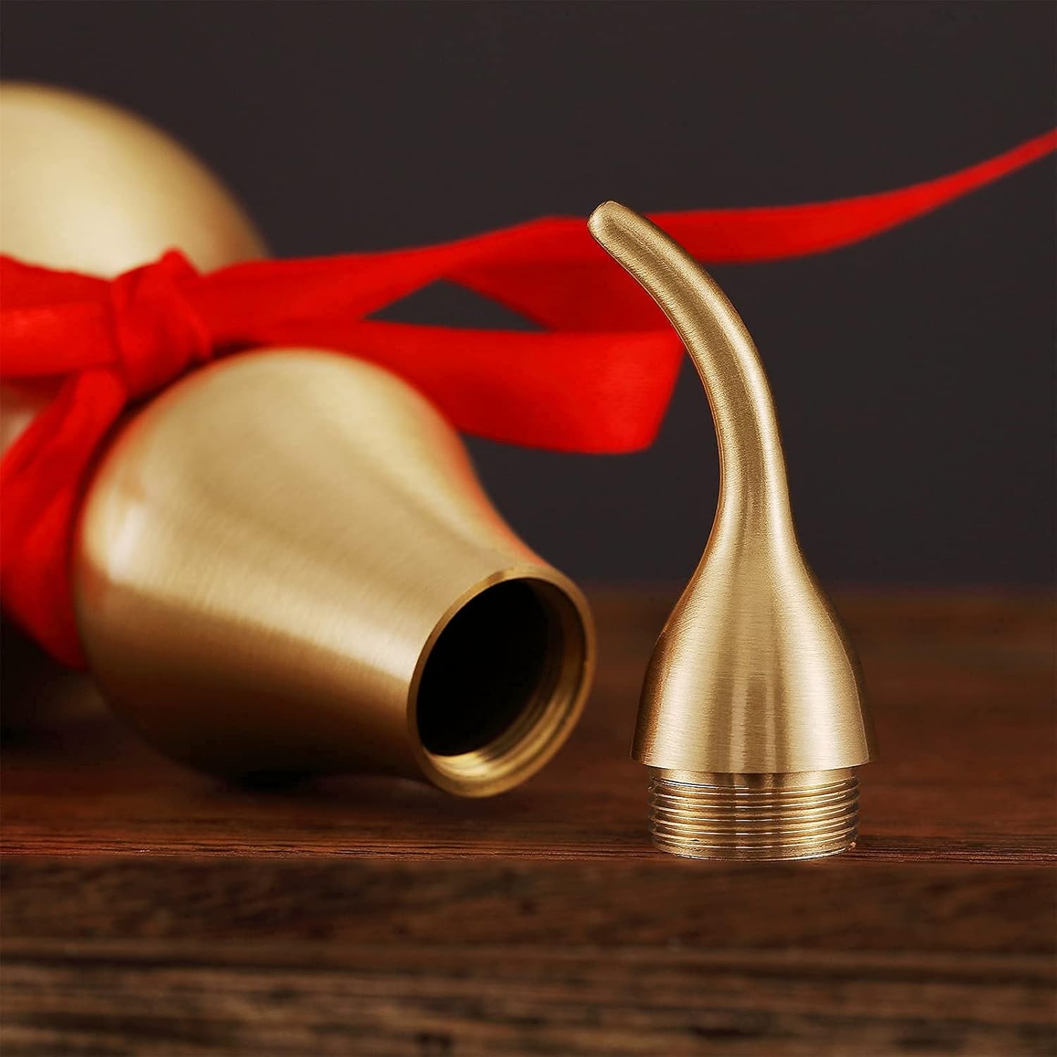 Feng Shui Decor Statue,Wu Lou Brass Gourd,with Red Luck Strip for Ideal Home Decoration,Collectible Figure Charm Amulet,6.36inch Tall,Full Brass,Hu Lu Bring Good Luck,Healthy,Wealth - Image 2