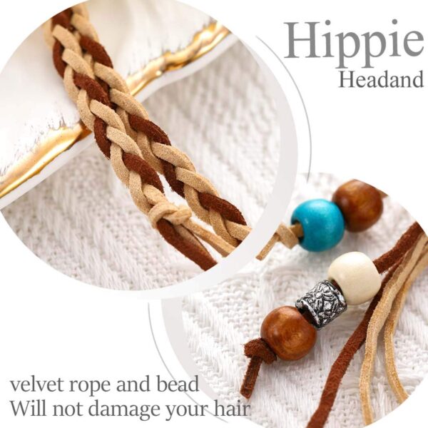 Boho Peacock Feather Headband Indian Headbands Hippie Feather Headdress Adjustable Rope Hair Accesoories for Women and Girls - Image 2