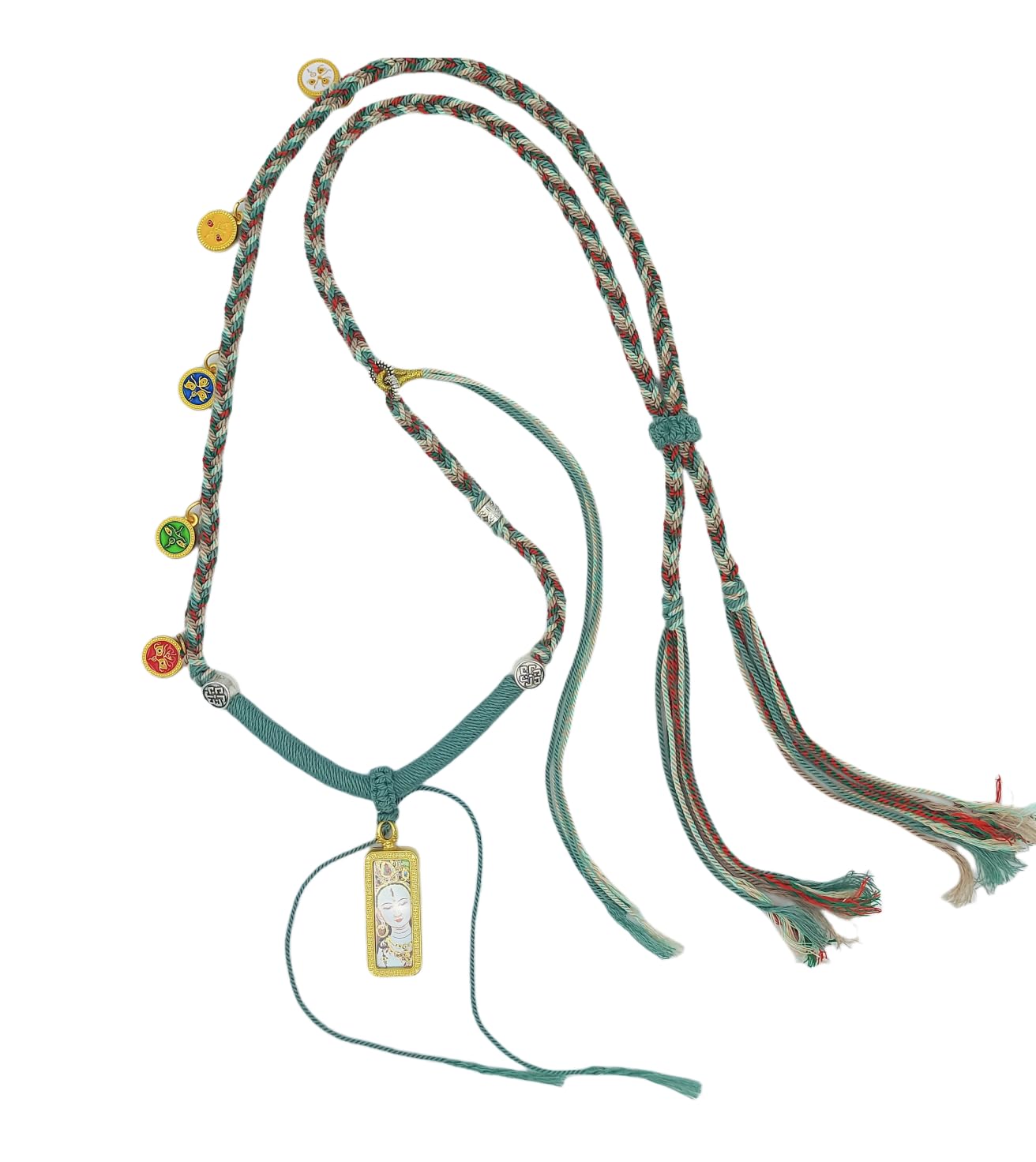 Now All Fengshui Modern Healing Necklace - Get Well Soon Protection Amulet - Adjustable Handmade Lucky Jewelry - Unique Weave Rope for Women & Men (Blue, Extra Large)