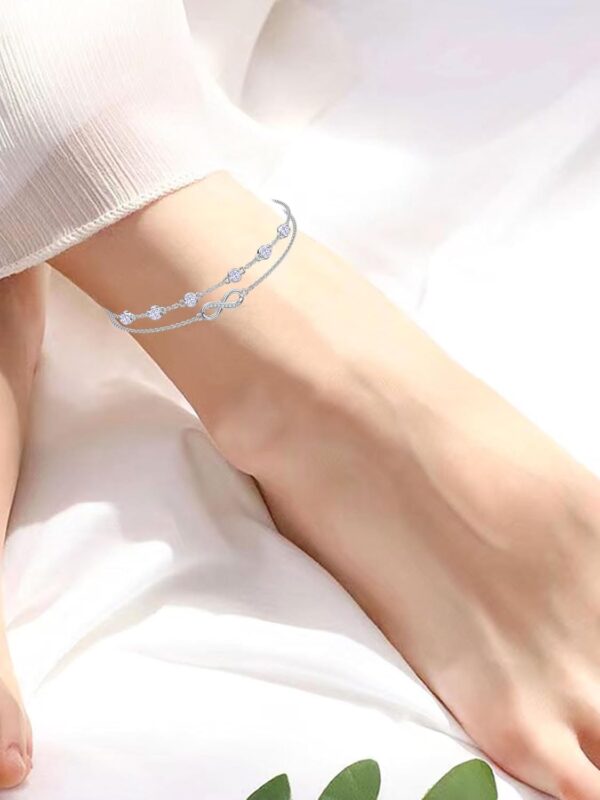 Dorunmo Christmas Gifts Anklet Bracelets For Women 925 Sterling Silver Birthstone/Infinity/Butterfly/Evil Eye/Turtle/Pineapple/Starfish/Heart Anklets Bracelets Jewelry Gifts for Women - Image 3