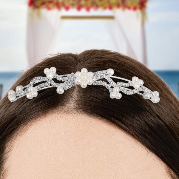 Teenitor 5Pcs Crystal Headband Set, Jewelry Rhinestone Women Girl Hair Style Accessories Wedding Party Tiara Headdress- Silver Tiara for Little Girls - Image 5