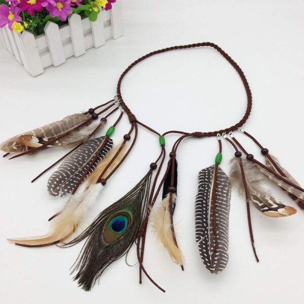 Feather Headband Hippie Indian Boho Hair Hoops Tassel Bohemian Headdress Headwear Headpiece Women Girls Kids Crown Hairband Hair Bands Party Decoration Cosplay Costume Handmade Hair Accessories Mixed - Image 2