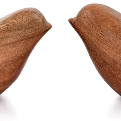 NIRMAN Acacia Wood Bird Statues Set Home Décor Bird Sculpture for Living Room, Bathroom, Office Modern Style Birds Decorative Ornaments (Set of 2) (4.5" x 2" x 2.5")