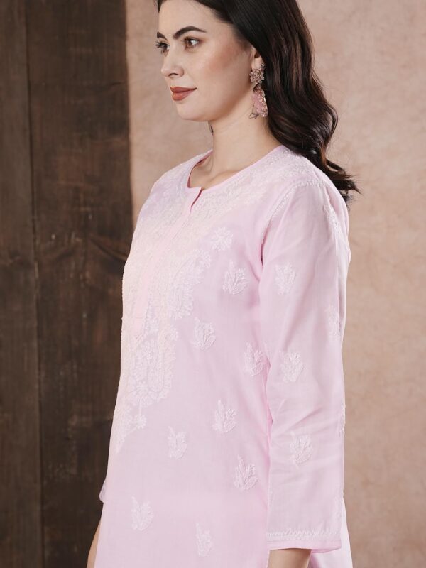 Ada Indian Hand Embroidered Chikankari Straight Cotton Blend Kurta Kurti Tunic Kameez for Women A208470 - Image 7