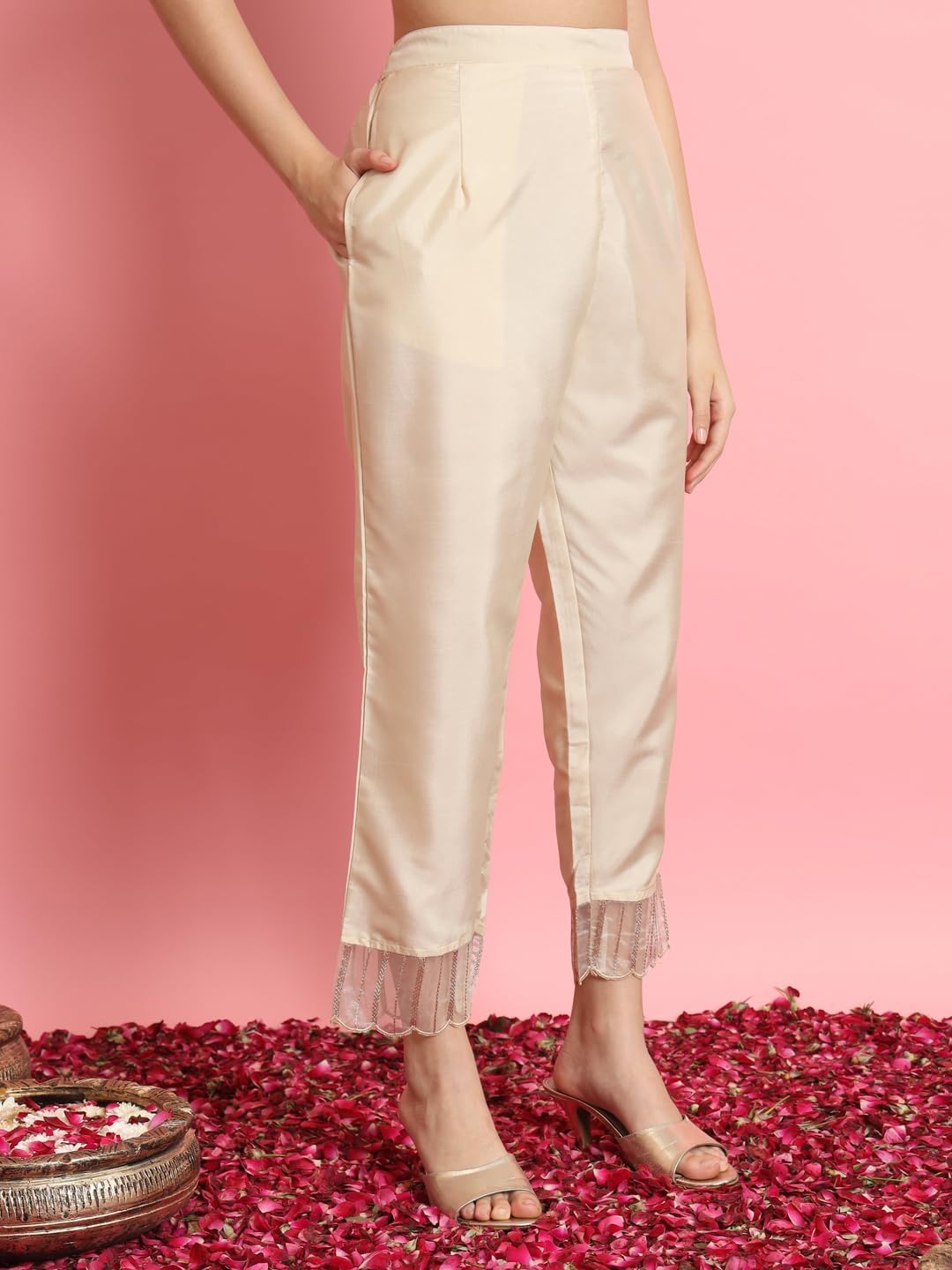 VredeVogel Women's Silk Blend Embroidered Kurta with Pant & Dupatta Set - Image 7