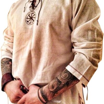 Men's Fashion Cotton Linen Shirt Long Sleeve Solid Color Ethnic Beach Yoga Top