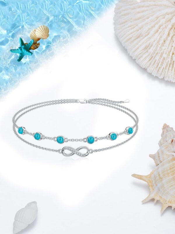 Dorunmo Christmas Gifts Anklet Bracelets For Women 925 Sterling Silver Birthstone/Infinity/Butterfly/Evil Eye/Turtle/Pineapple/Starfish/Heart Anklets Bracelets Jewelry Gifts for Women - Image 6