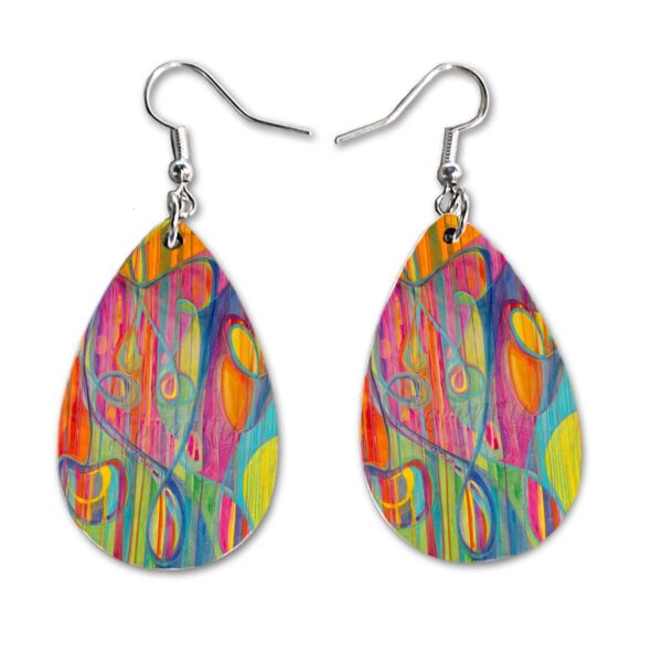 Maureen Claffy Artist Collection | Cut To The Light Teardrop Dangle Earrings Set | Colorful Abstract Earrings | Lightweight Boho Dangle Earrings for Women