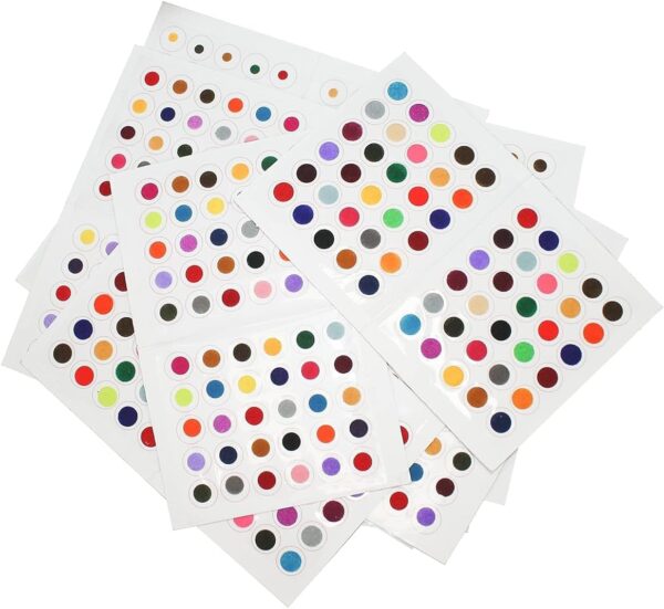 IS4A 360pc Multicolor Bindi Bollywood Forehead Stickers Adhesive Body 6 Card of Different Sized Velvet Bindi Round Dot Tattoo Premium Bindi for Women (Set of 360 PCS)